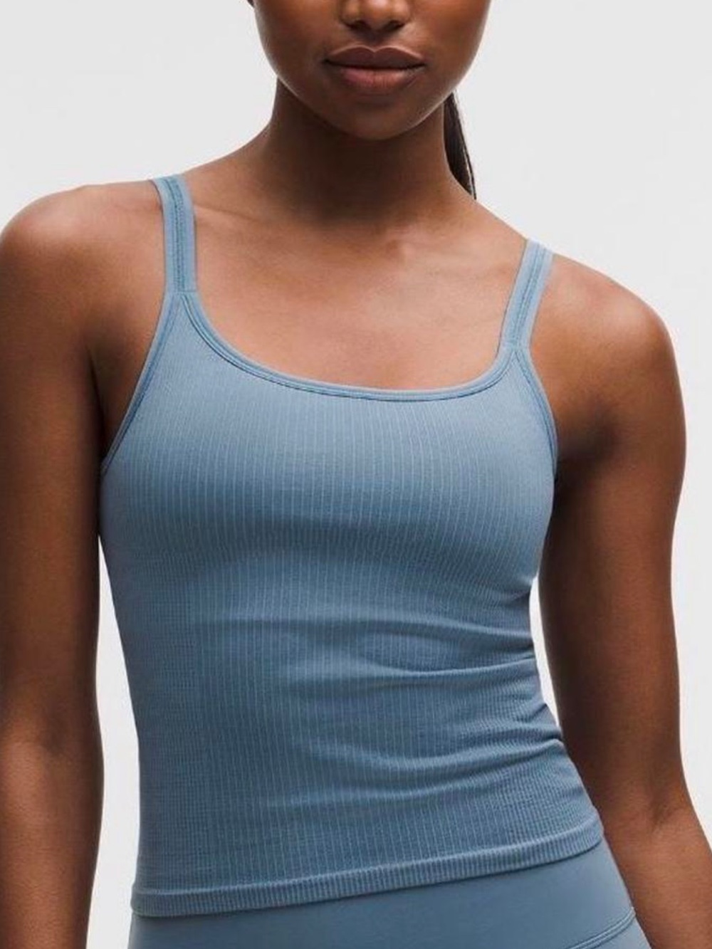lululemon Ebb to street Ribbed Cropped Tank Top in Steel Blue